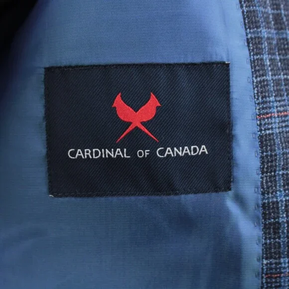 Cardinal of Canada NWT Wool Blend Sport Coat Size 40S US In Blue w/ Coral Plaid